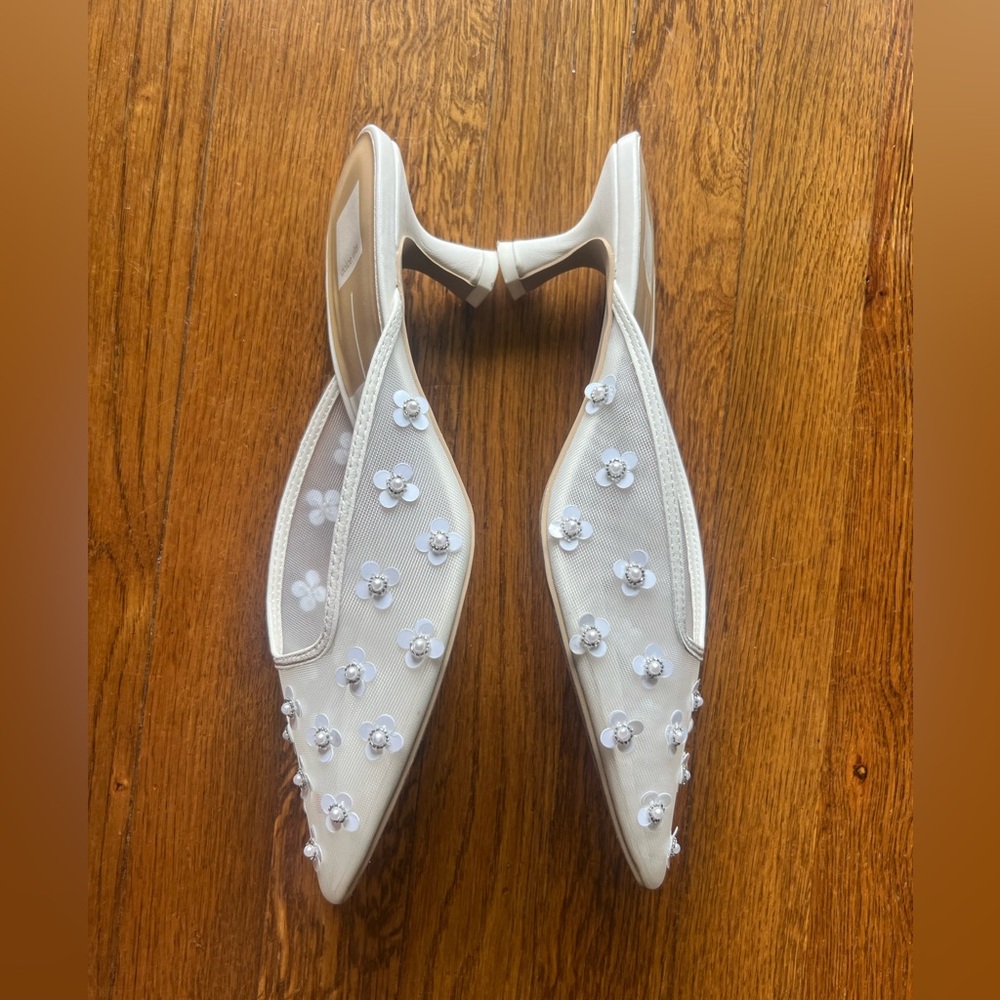 Dolce Vita Clara Pearl Heels True White Daisy Mesh - Picture 5 of 10